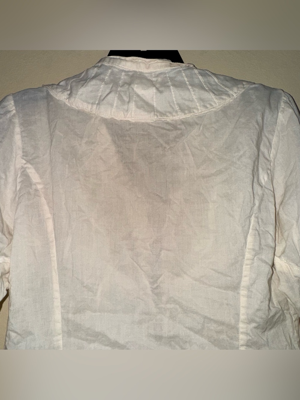 Vintage Diesel Cream 100% Cotton Prairie Semi Sheer Button Down Stripe Blouse M - Picture 11 of 11